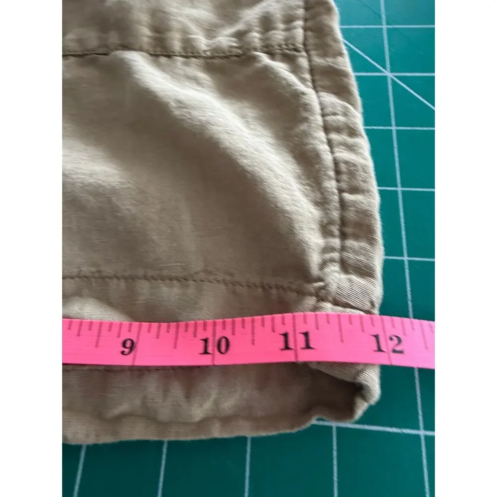 Rip Curl Summer Palm Linen Shorts High Rise Coconut Button Women's L Gold Beachy